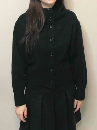 High-neck Cropped Short Button Knit Cardigan
