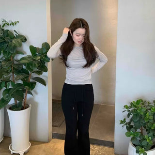 Simple See-through Layered Slim Fit Long Sleeve T-shirt