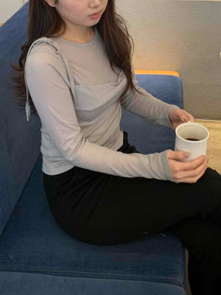 Simple See-through Layered Slim Fit Long Sleeve T-shirt