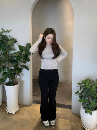 Simple See-through Layered Slim Fit Long Sleeve T-shirt