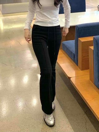 Semi-Banding Center Pintuck Straight Slacks Pants