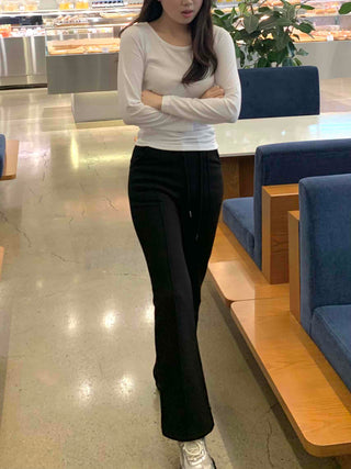 Semi-Banding Center Pintuck Straight Slacks Pants