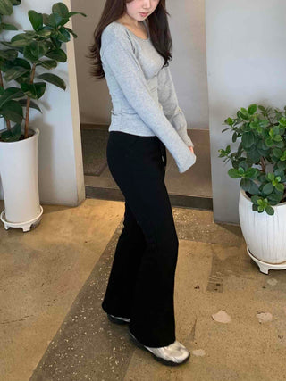 Slim Basic Round Neck Crop Long Sleeve Tee