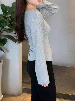 Slim Basic Round Neck Crop Long Sleeve Tee