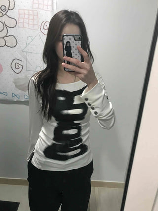 Front Lettering Pop Art Slim Fit Crew Neck T-shirt
