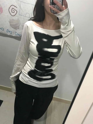 Front Lettering Pop Art Slim Fit Crew Neck T-shirt