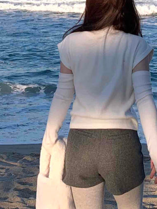 Puff Sleeve Slim Fit High Neck Knit