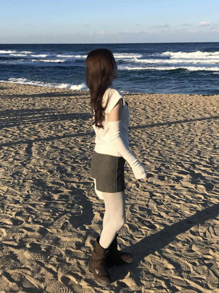 Puff Sleeve Slim Fit High Neck Knit