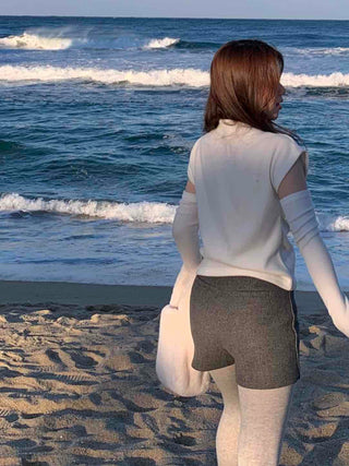 Puff Sleeve Slim Fit High Neck Knit
