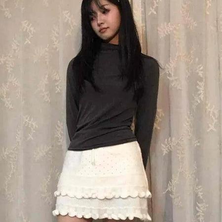 Scallop Tiered Frill A-Line Mini Skirt