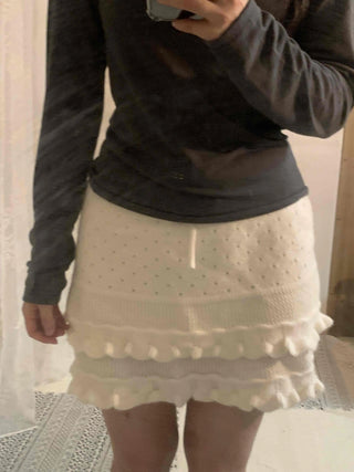 Scallop Tiered Frill A-Line Mini Skirt