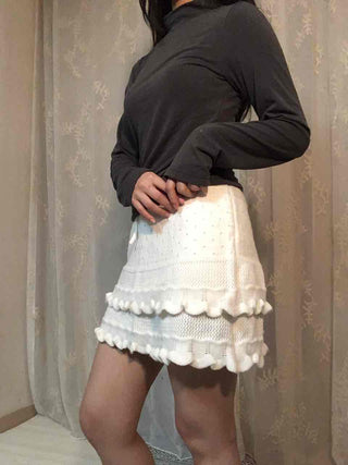 Scallop Tiered Frill A-Line Mini Skirt