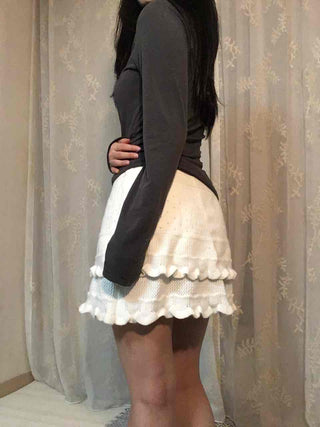 Scallop Tiered Frill A-Line Mini Skirt