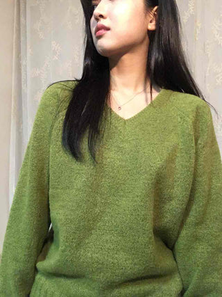 Puff Sleeve Shirring Detail Cozy V-Neck Knit