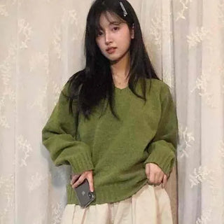 Puff Sleeve Shirring Detail Cozy V-Neck Knit