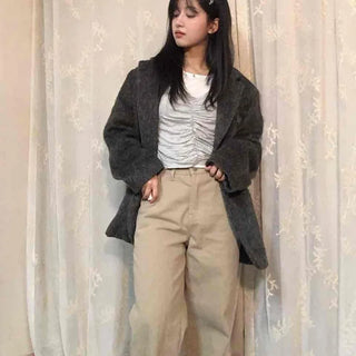 Big Collar Fluffy Buckle Short Quilted Padded Coat