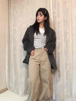 Big Collar Fluffy Buckle Short Quilted Padded Coat