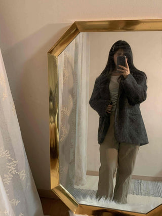 Big Collar Fluffy Buckle Short Quilted Padded Coat