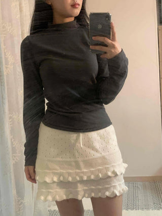 Stretch Cozy Fit High Neck Soft Layered Long Sleeve T-shirt