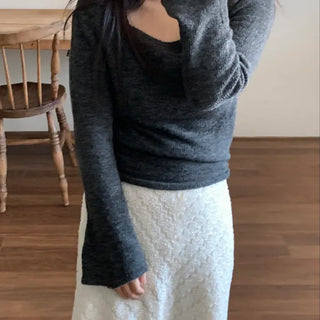 Cowl Neck Balloon Sleeve Slim Fit Crop Knit