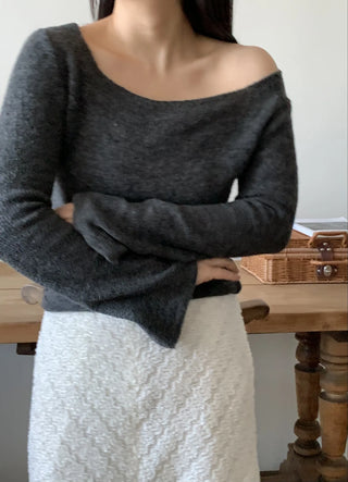 Cowl Neck Balloon Sleeve Slim Fit Crop Knit