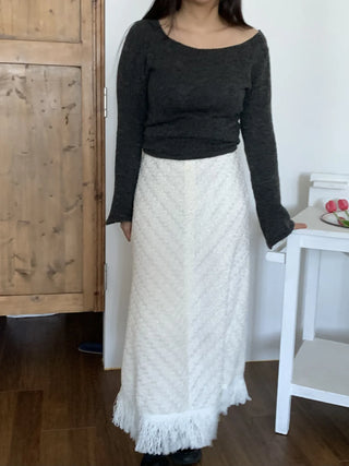 Cowl Neck Balloon Sleeve Slim Fit Crop Knit