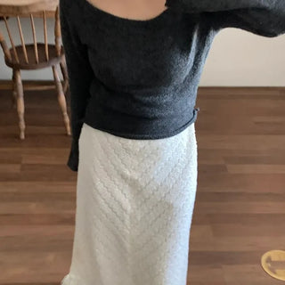 Cowl Neck Balloon Sleeve Slim Fit Crop Knit