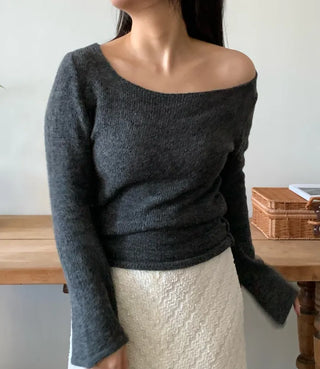 Cowl Neck Balloon Sleeve Slim Fit Crop Knit