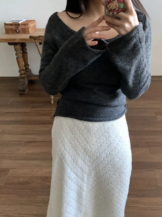 Cowl Neck Balloon Sleeve Slim Fit Crop Knit