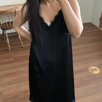 Lace-trimmed Camisole Slip Long Dress