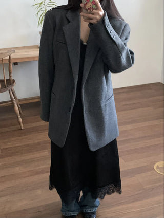 Lace-trimmed Camisole Slip Long Dress