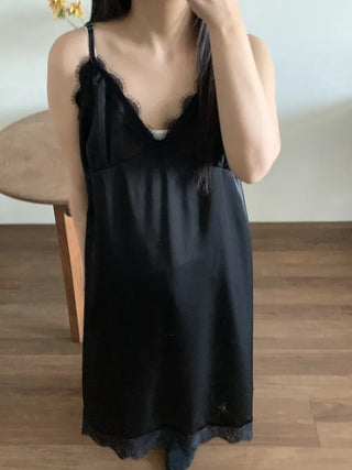 Lace-trimmed Camisole Slip Long Dress