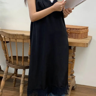 Lace-trimmed Camisole Slip Long Dress