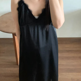 Lace-trimmed Camisole Slip Long Dress