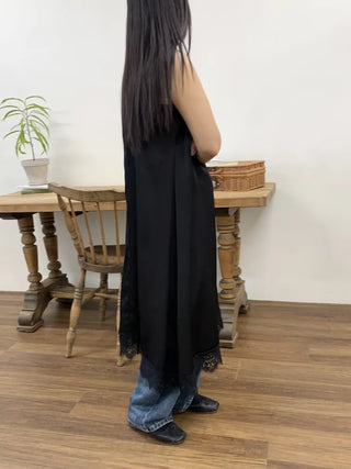 Lace-trimmed Camisole Slip Long Dress