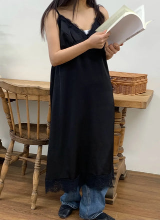 Lace-trimmed Camisole Slip Long Dress