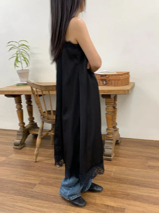 Lace-trimmed Camisole Slip Long Dress