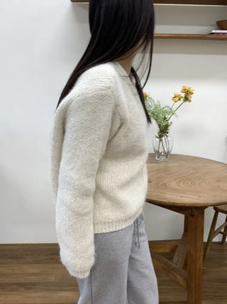 Soft Fuzzy Heather Drawstring Knit Cardigan