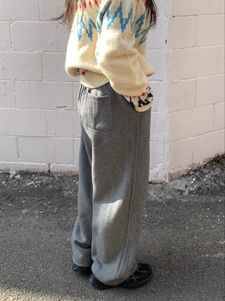Cozy Semi-Wide Elastic Waist Pants