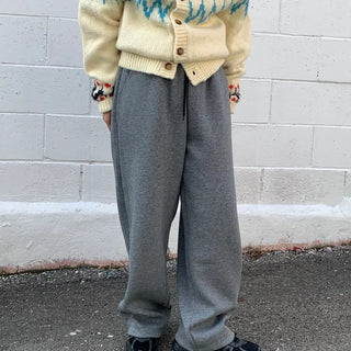 Cozy Semi-Wide Elastic Waist Pants