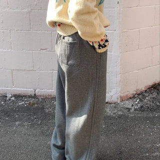 Cozy Semi-Wide Elastic Waist Pants