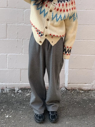 Cozy Semi-Wide Elastic Waist Pants