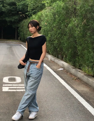 Rodi Asymmetrical Off-Shoulder Stretchy T-Shirt