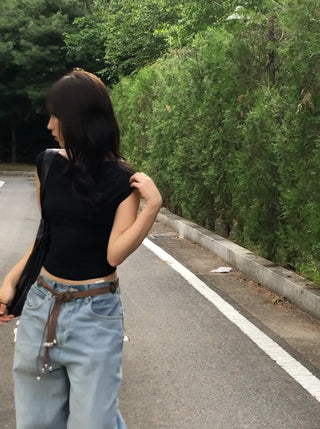 Rodi Asymmetrical Off-Shoulder Stretchy T-Shirt