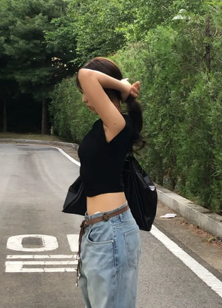 Rodi Asymmetrical Off-Shoulder Stretchy T-Shirt