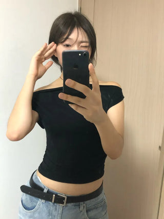 Rodi Asymmetrical Off-Shoulder Stretchy T-Shirt