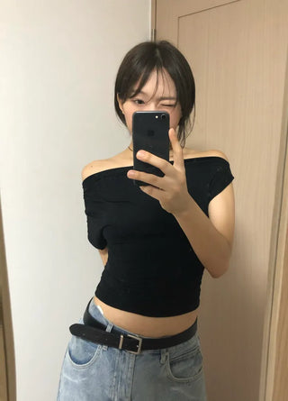 Rodi Asymmetrical Off-Shoulder Stretchy T-Shirt