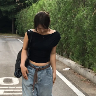 Rodi Asymmetrical Off-Shoulder Stretchy T-Shirt