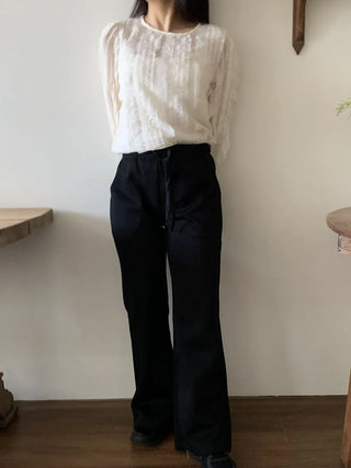 Essential Elastic Waist Semi-Wide Long Training Pants