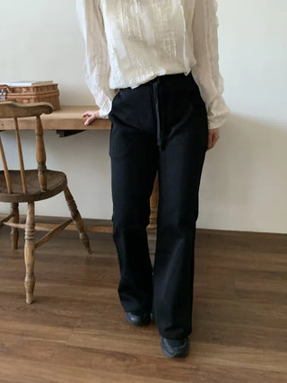 Essential Elastic Waist Semi-Wide Long Training Pants